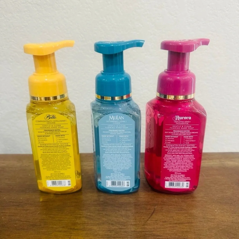 Bath & Body Works Disney Princess, Belle , Mulan, and Aurora foaming soaps set